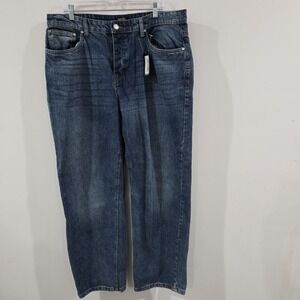 Boohoo Man Mens Blue Jeans Size 40 Button Fly Baggy Wide Leg Retro